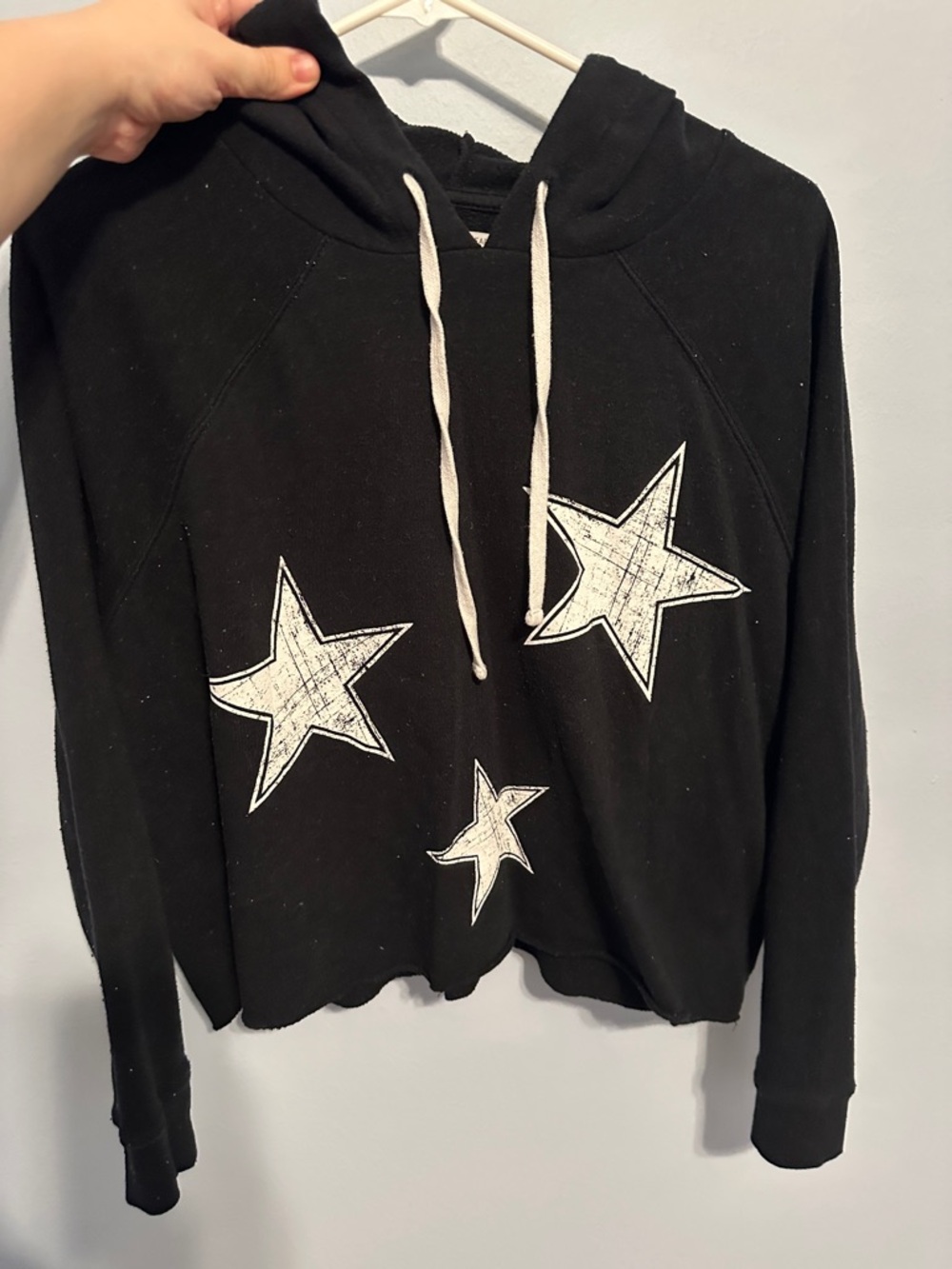 Grayson Threads Black Hoodie with White Star Appliqués